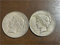 2 Peace Silver Dollars