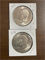 2 Ike Silver Dollars