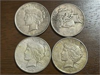 4 Peace Silver Dollars