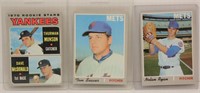 3 Topps 1970 Cards - Seaver, Ryan, Yankee Rookies