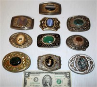 10 Belt Buckles w Stone Centers Agate
