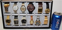 Watch Display Case w 12 Nice Watches