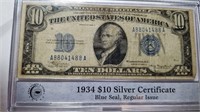 1934 $10 Bill Bank Note High Grade