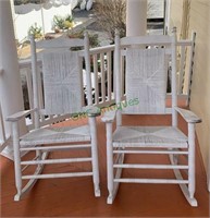 Two oversize matching rocking chairs with woven