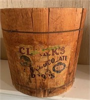 Antique wooden slat bucket with original paper