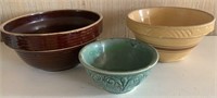 3 vintage mixing bowls - brown stripe 7 inch bowl,