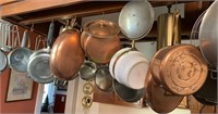 6 cook pots and pans, One Paul Revere copper oval