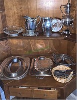Silver plate collection including serving trays,