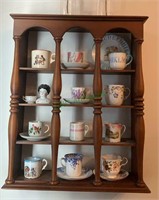 Cup holder wall shelf with miniature cups and