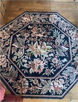 5 ft octagon shaped carpet - Blue floral