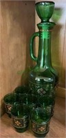 Marano style glass decanter with six glasses