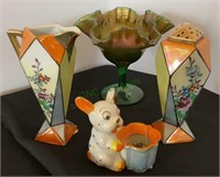 Miscellaneous lot - iridescent Depression vase,