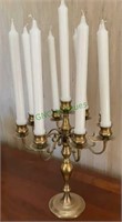 Adjustable nine candle candelabra - brass