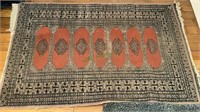 Wool Persian rug - seven central panels - wear on