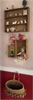 Country decoration lot - small wooden shelf