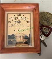 UVA table clock battery operated, Virginia metal