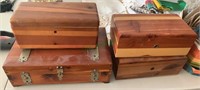 4 antique mini cedar chest, jewelry boxes - 2