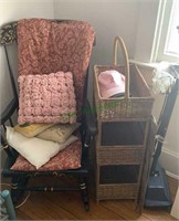 Mixed lot - black rocking chair with pillows