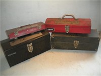 (4) Metal Tool Boxes  Largest - 16x7x8 Inches