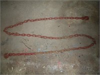 10 Ft Tow Chain W/2 Hooks  Link 1 x 1 1/2 Inches