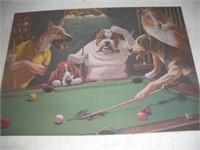 Dogs Playing Billards Metal Sign  17x12.5 Inches