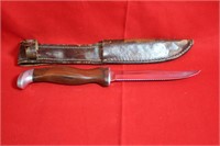 Vintage Cutco  Knife w/ Wood Handle Leather Shield