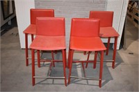 SET OF 4 LEATHER & METAL BAR STOOLS