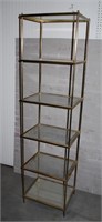 6 TIER GLASS & BRASS SHELF UNIT