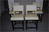 SET OF 4 WHITE LEATHER STOOLS