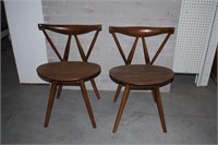 DANISH STYLE PAIR OF LT BROWN PRESSED WOOD CHAIRS