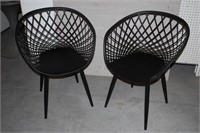 PAIR OF BLACK PLASTIC MID CENTURY STYLE CHAIRS