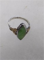 Green sterling silver ring size 5.75