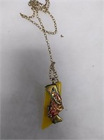 Necklace with yellow pendant