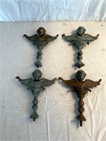 4 Antique Brass Angels.