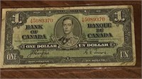 1937 BANK OF CANADA $1.00 DOLLAR NOTE X/M5089370