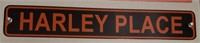 Metal Black & Orange Harley Place Sign