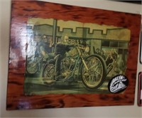 Motorcycle Man Picture On Wood