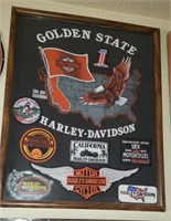 Framed Golden State Harley Davidson Patches