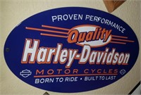 Metal Oval Blue Quality Harley Davidson Sign
