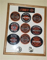 Framed Hal's Harley Davidson Patches - Round