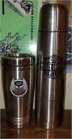 2 Pc Metal Travel Harley Davidson Mug/ Thermos