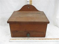 Wooden Recipe/Letter Box w/ Drawer