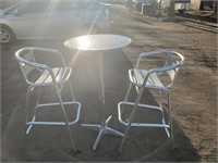 Aluminum Table and 2 Bar stools