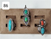 Sterling, Turquoise & Coral Rings