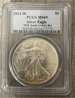 2011 W 25th Anniversary Silver Eagle MS69