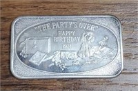One Ounce Silver Bar: "Happy Birthday 1974"