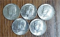 (5) U.S. Kennedy Half Dollars: 40% Silver
