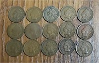 (15) U.S. Indian Head Pennies