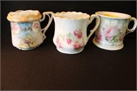 2 PORCELAIN SHAVING MUGS AND GERMAN PORCELAIN MUG