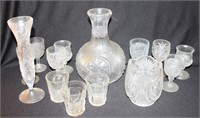 GROUPING: CRYSTAL GLASSWARE: STEMS, JUICE, VASES,